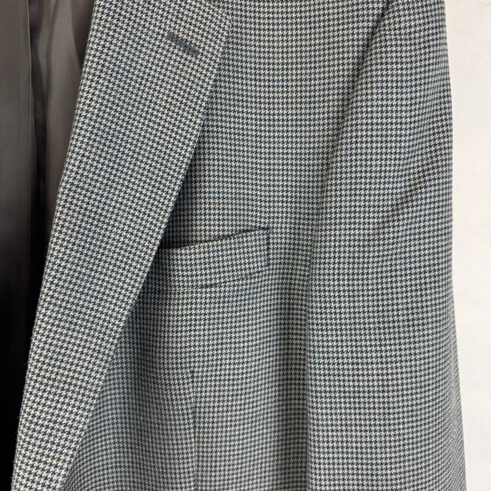 Lauren Ralph Lauren Houndstooth Blazer Mens‎ 44L Wool Silk Sport Coat